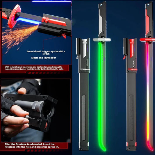 Cyberpunk LED Spark Lightsaber – 31.5” Light Sword with Sound & Fog Effects