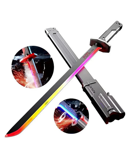 Cyberpunk LED Spark Lightsaber – 31.5” Light Sword with Sound & Fog Effects