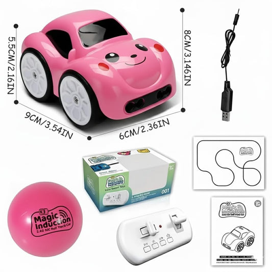 Smart Sensor RC Stunt Car – Follow Track, Chase & Object Mode with LED Lights (Pink)