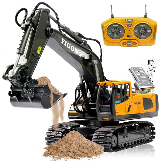 RC 11-Channel Excavator Construction Toy – 1:20 Remote Control JCB with Metal Shovel