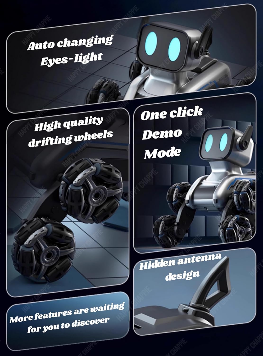 8WD Smart RC Robot Dog Stunt Car – Gesture & Remote Control with LED Lights and Music